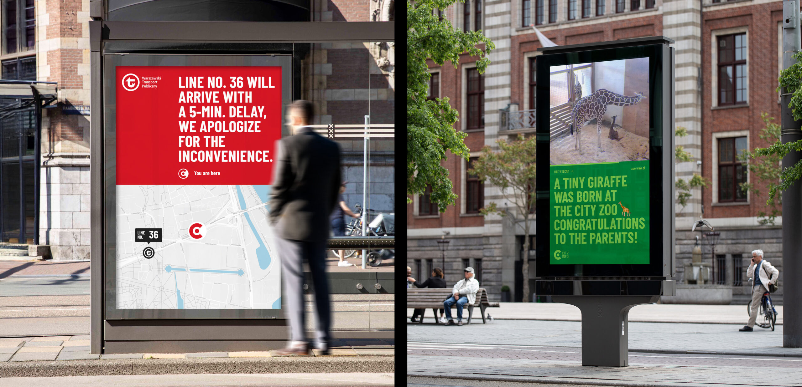 Cityinfo AMS SMART OOH studio whis Krystian Kulesza branding city transportaion design zoo animals web cam